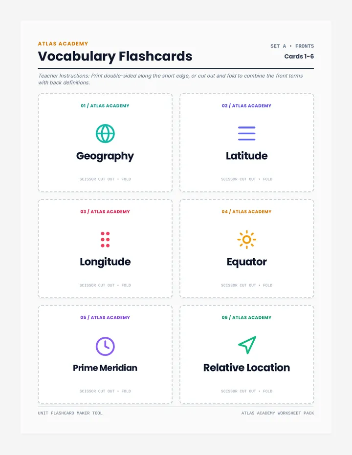Explorer Vocab Flashcards