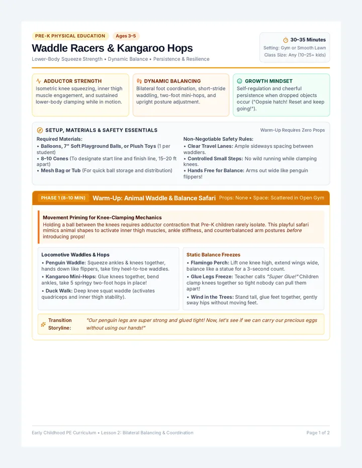 Waddle Racers Lesson Plan