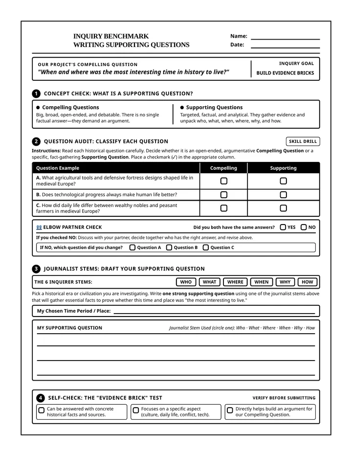 Inquiry Benchmark Bellringer