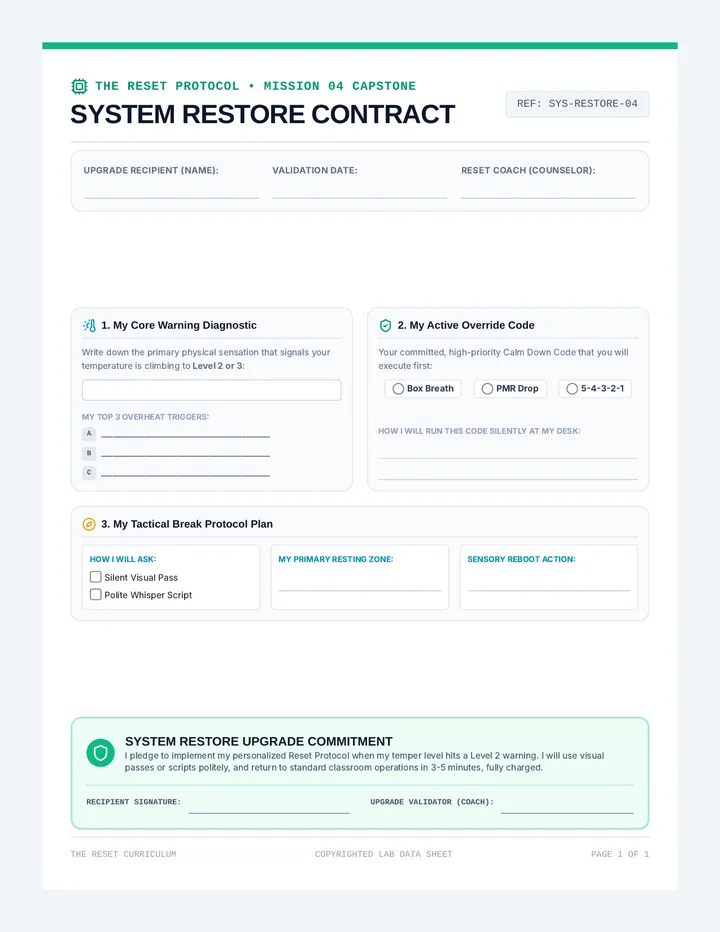 System Restore Worksheet