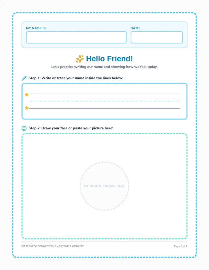 Hello Friend Student Worksheet