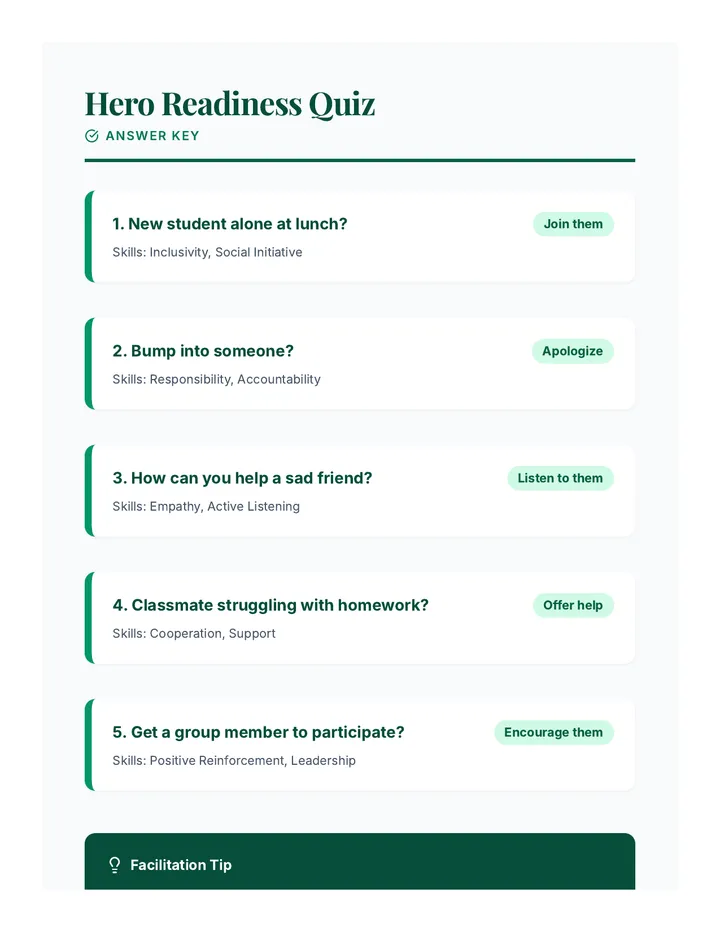 Hero Readiness Answer Key