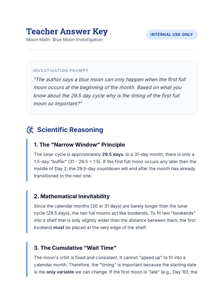 Blue Moon Answer Key