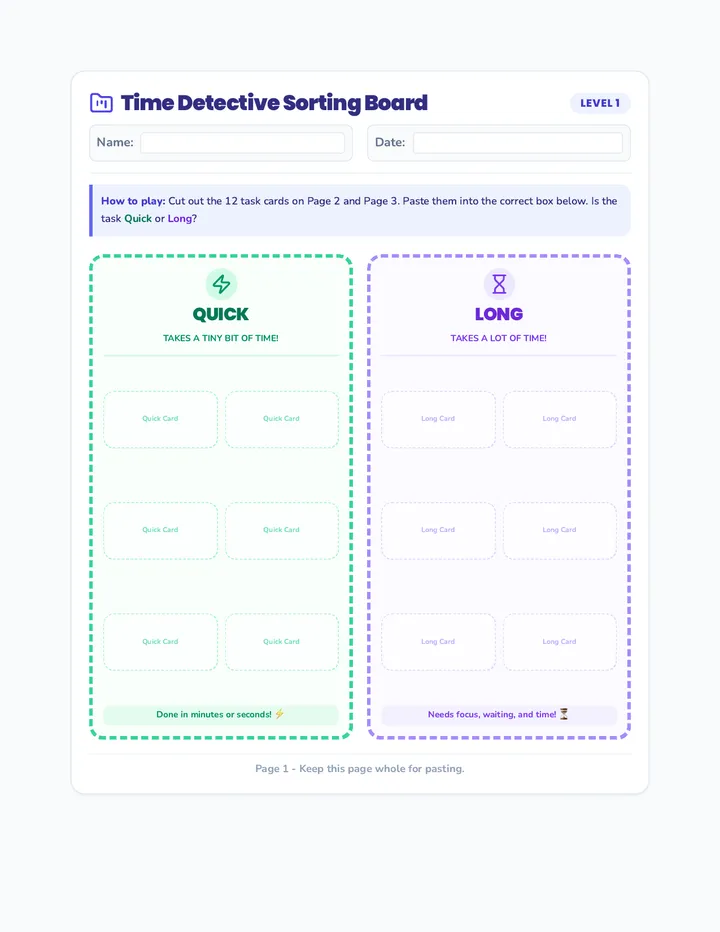 Time Sorting Activity