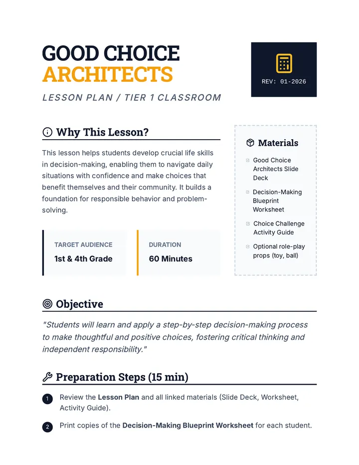 Good Choice Architects Lesson Plan