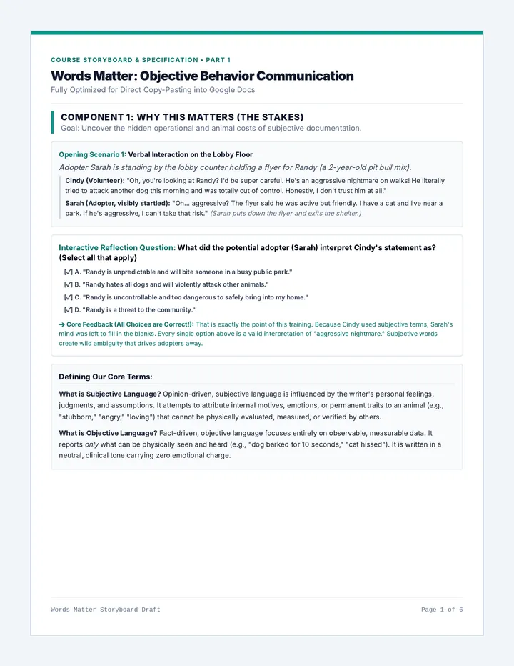 Words Matter Storyboard Document