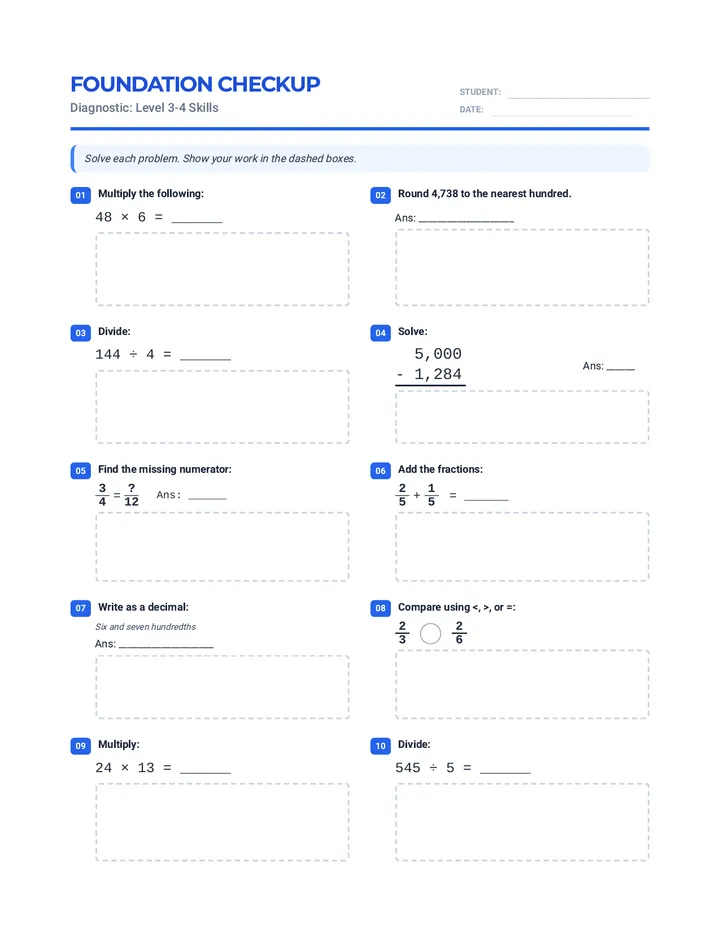 Foundation Checkup Worksheet