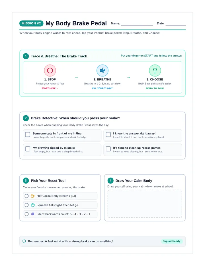 Body Brake Worksheet