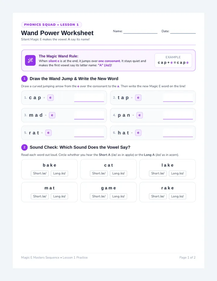 Wand Power Worksheet