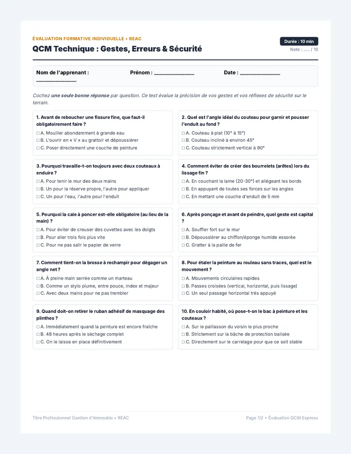 Gestes Techniques Assessment