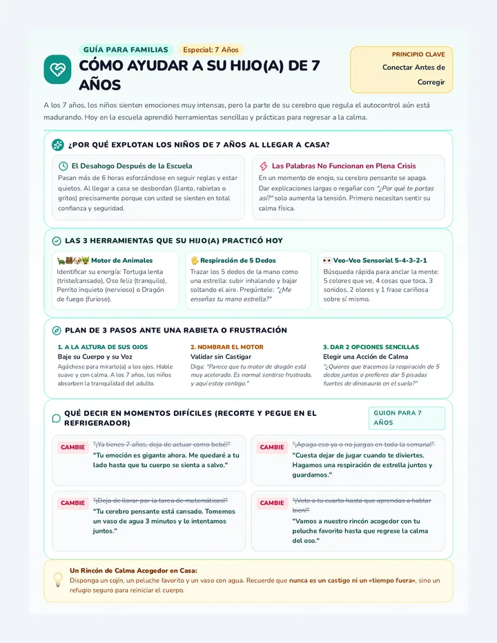 Guía De Calma Parent Handout