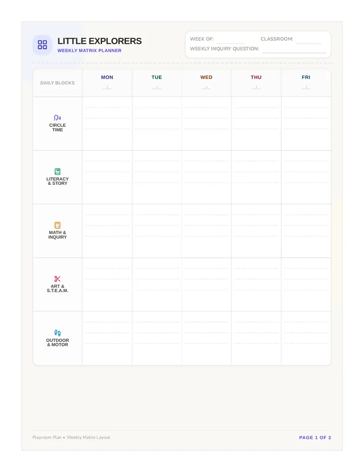 Little Explorers Matrix Planner