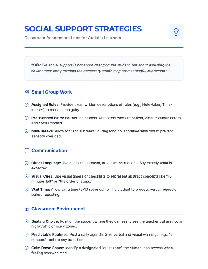 Social Support Strategies Cheat Sheet