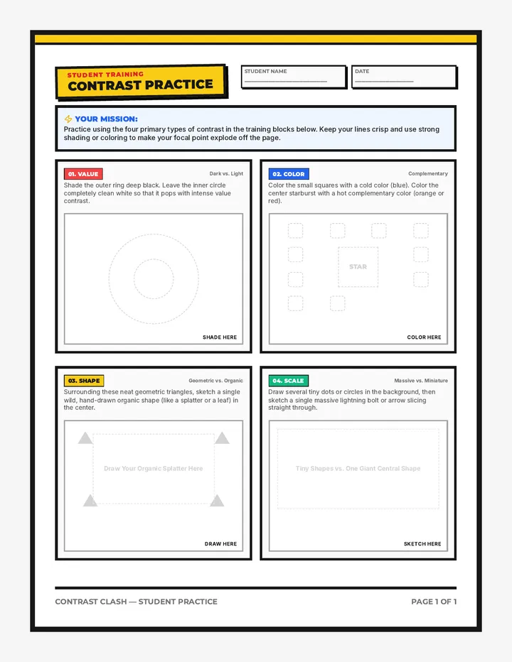 Contrast Clash Practice Sheet