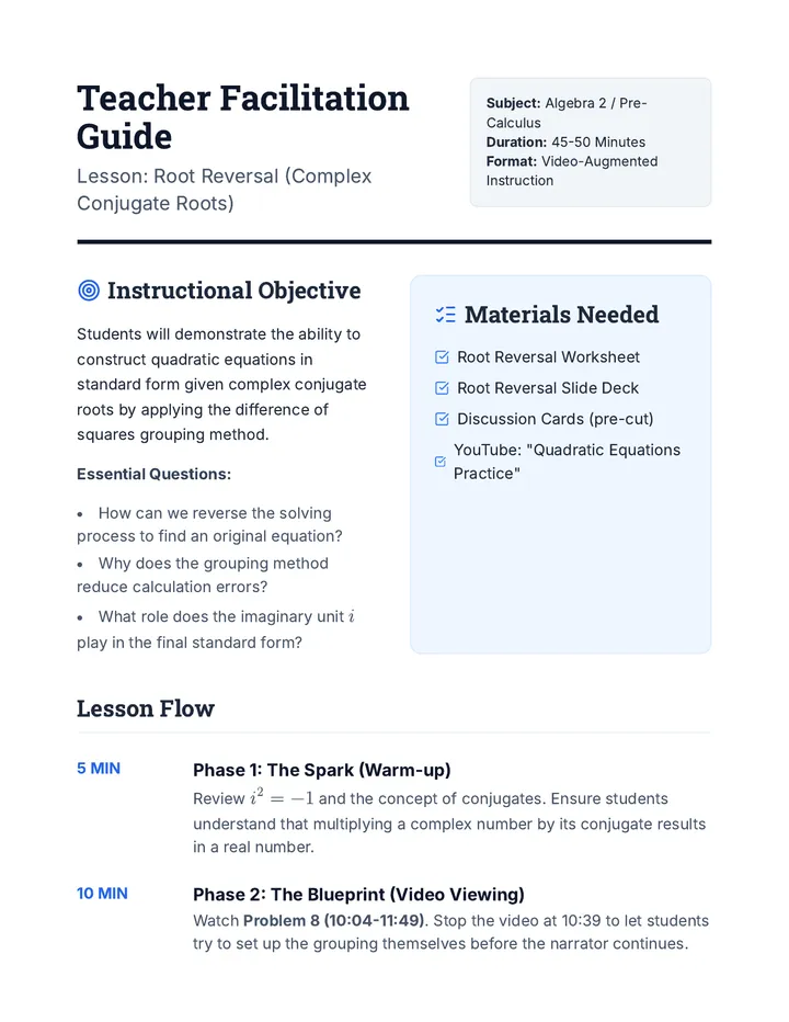 Root Reversal Teacher Guide