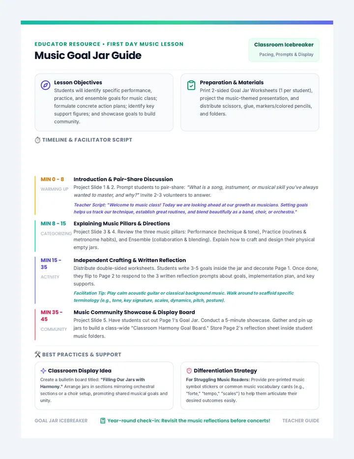 Goal Jar Teacher Guide