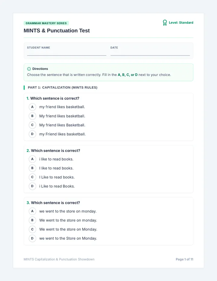 MINTS Showdown Exam