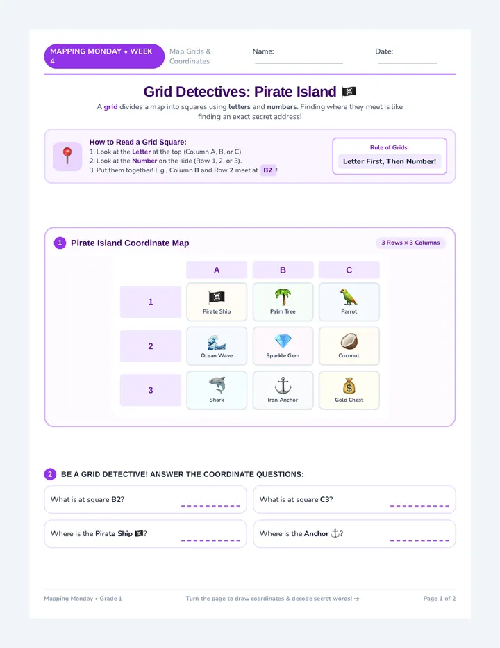 Treasure Grid Worksheet