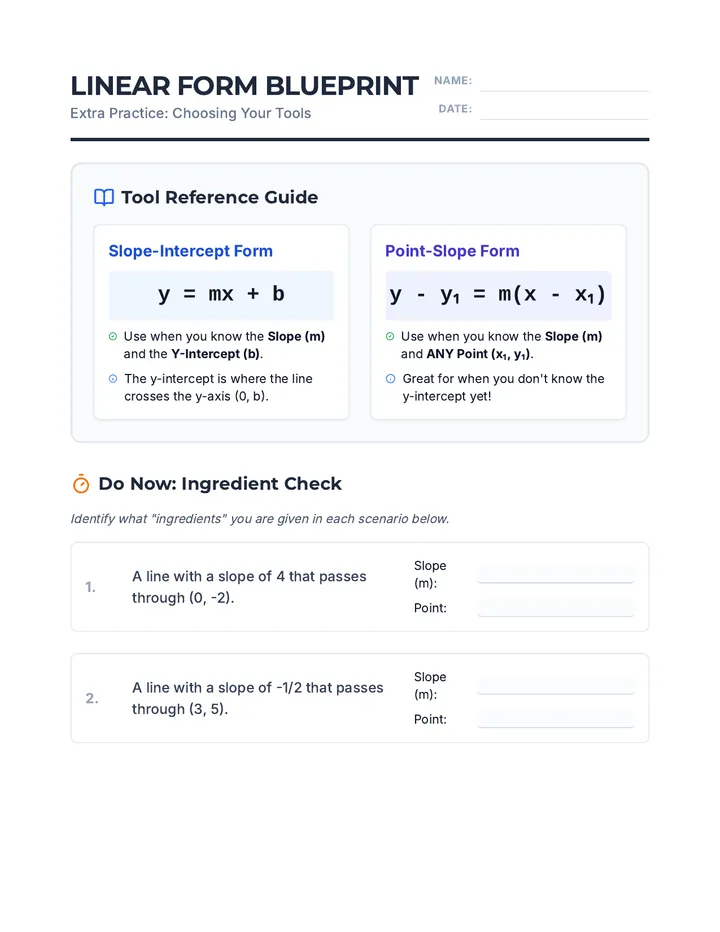 Linear Form Student Packet