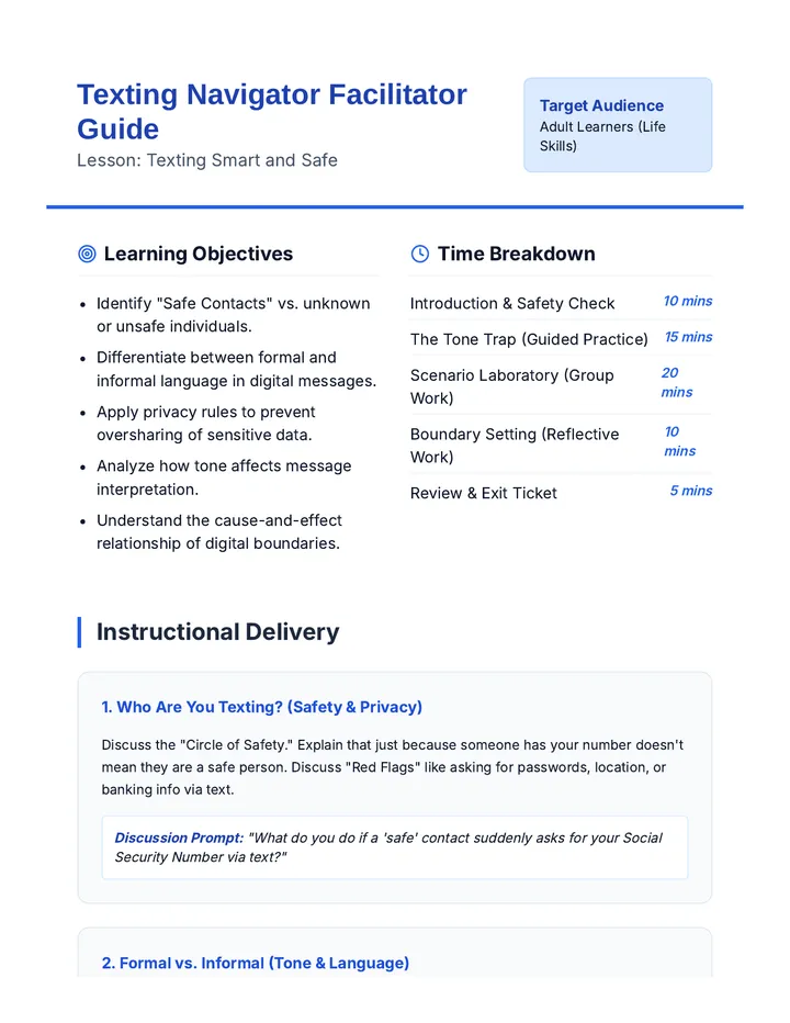 Texting Navigator Facilitator Guide