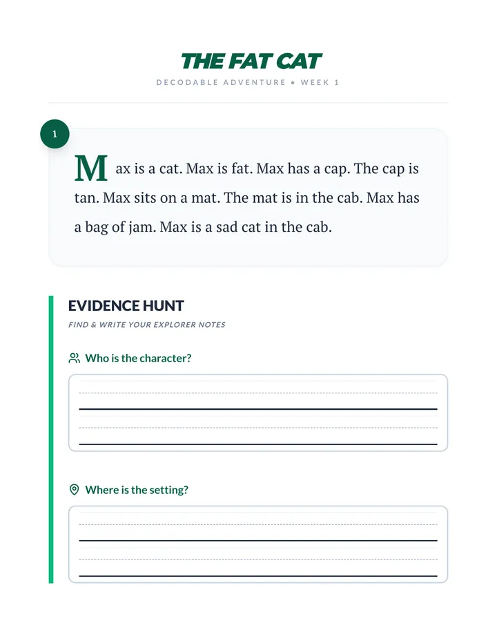 Short a Decodable Activity
