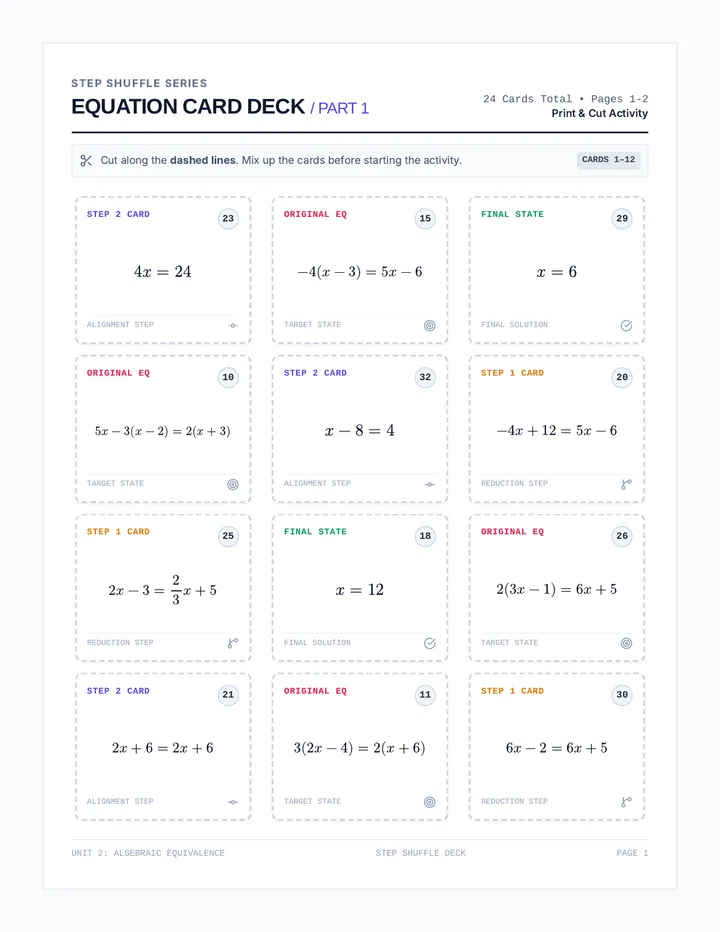 Step Shuffle Cards Document