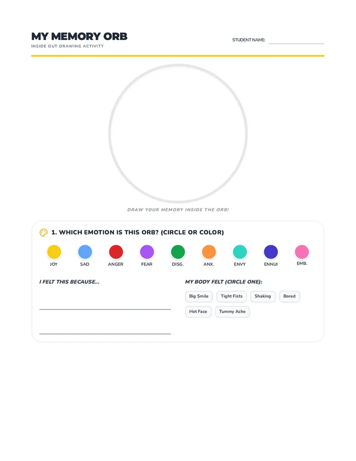 Memory Orb Drawing Worksheet