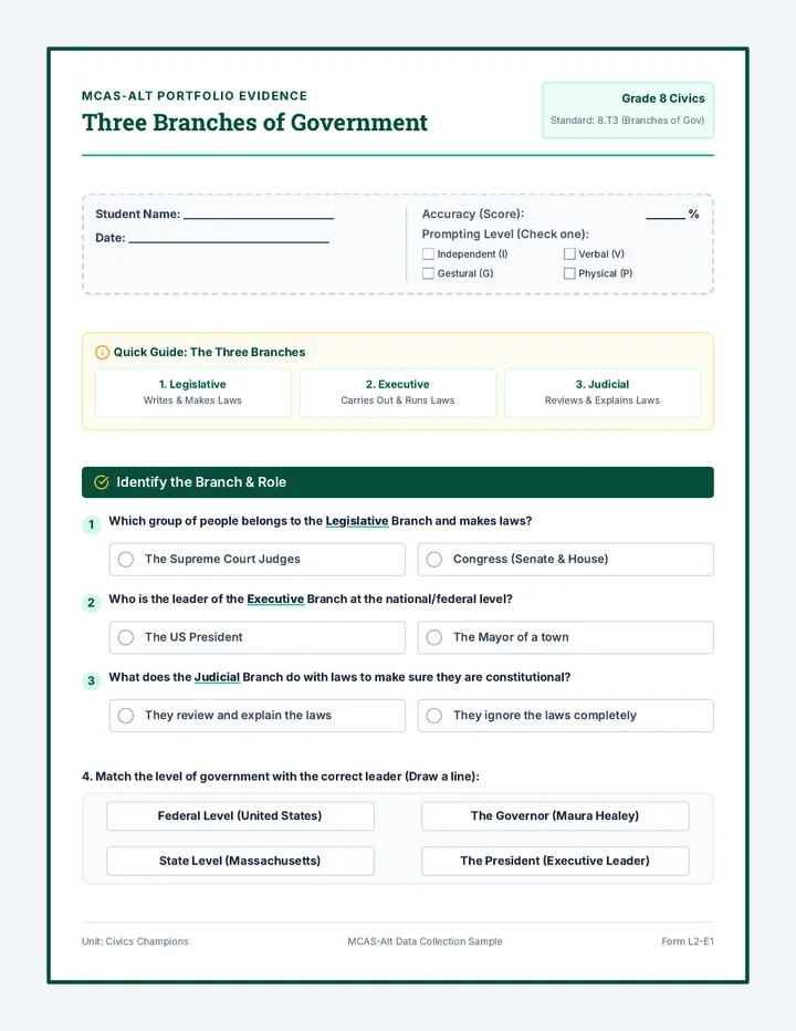 Three Branches Sorting Worksheet