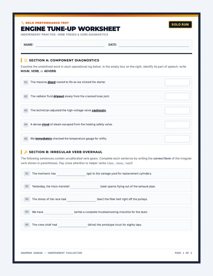 Engine Tuneup Independent Worksheet