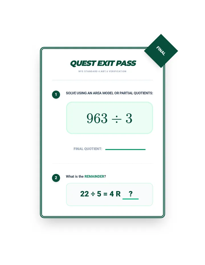 Quotient Quest Exit Ticket