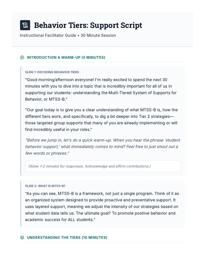 Behavior Tiers Script
