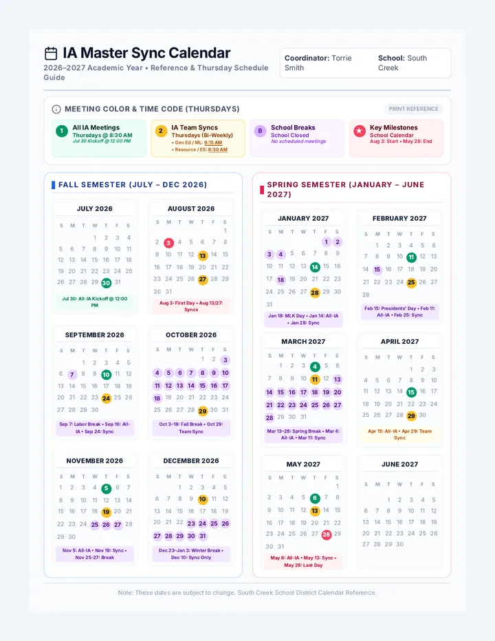 IA Sync Calendar Handout