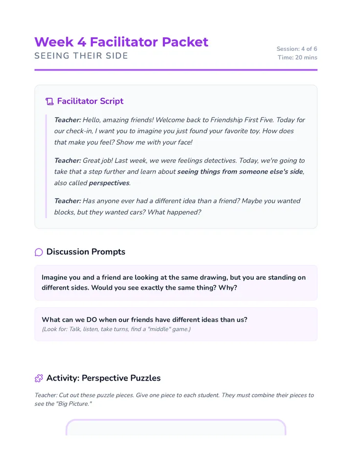 Week 4 Facilitator Packet