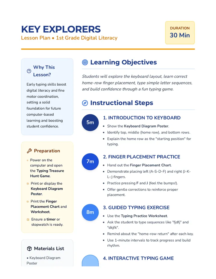 Key Explorers Lesson Plan