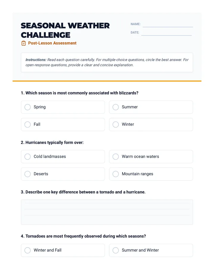 Seasonal Weather Challenge Quiz