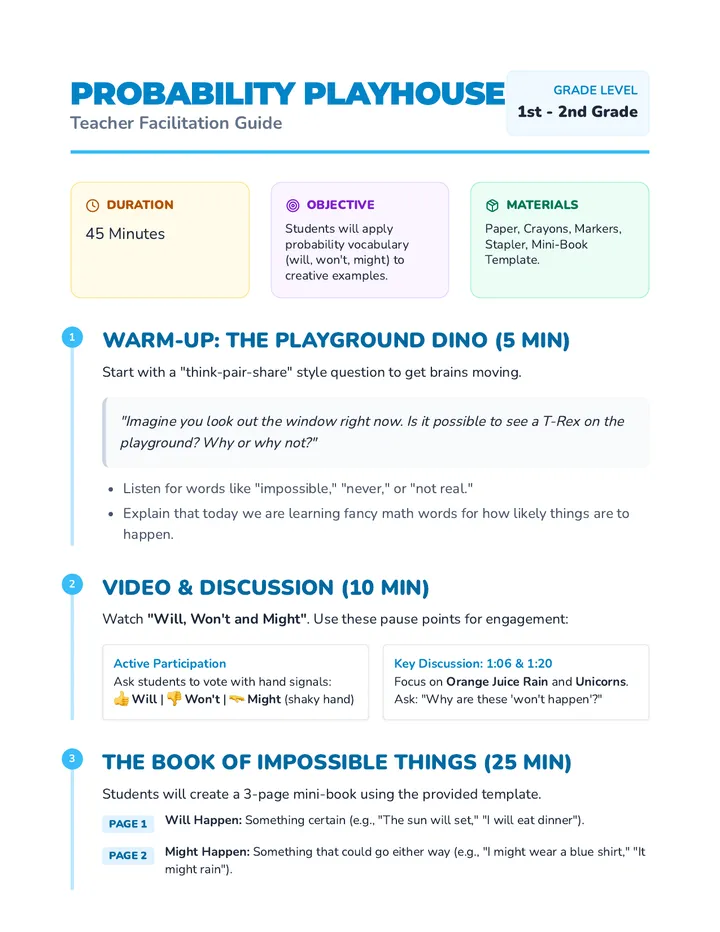 Probability Playhouse Teacher Guide