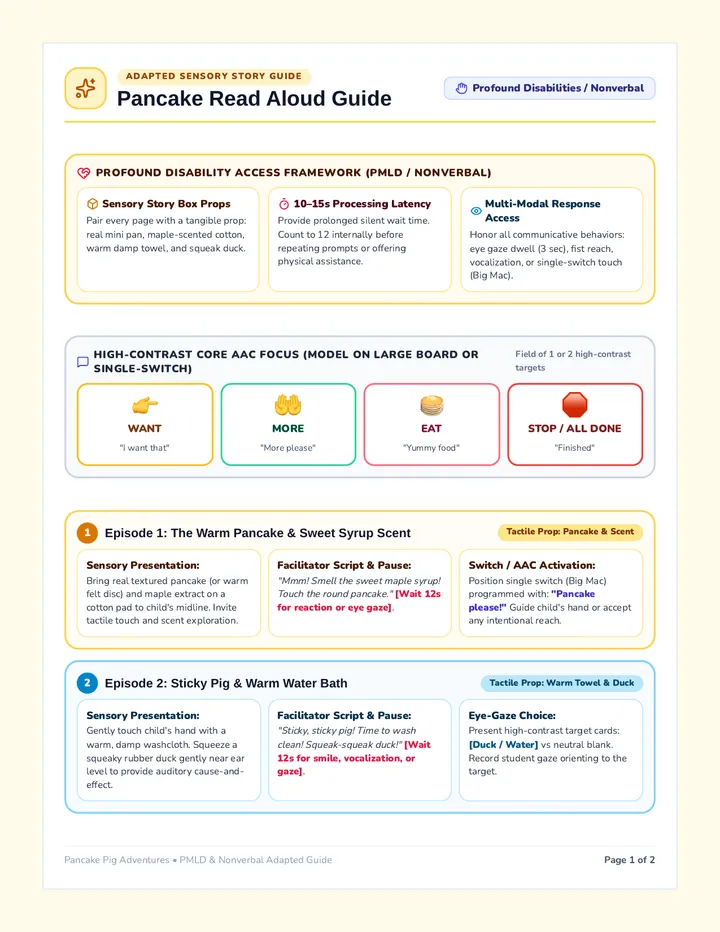 Pancake Sensory Story Guide
