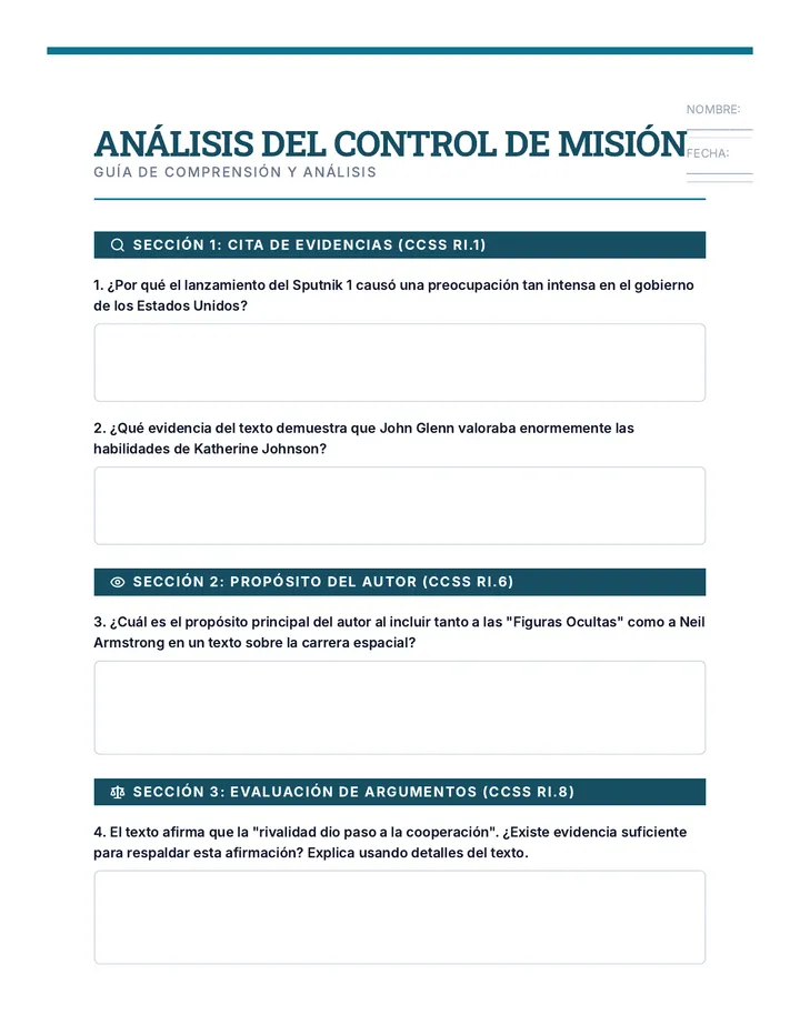 Mission Control Analysis Worksheet