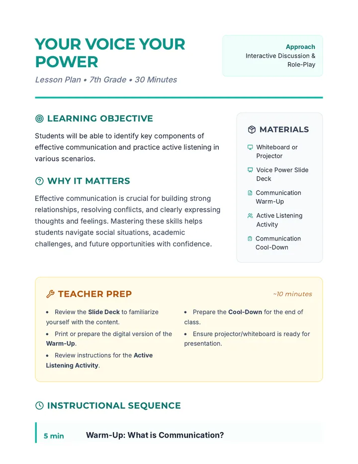 Voice Power Lesson Plan