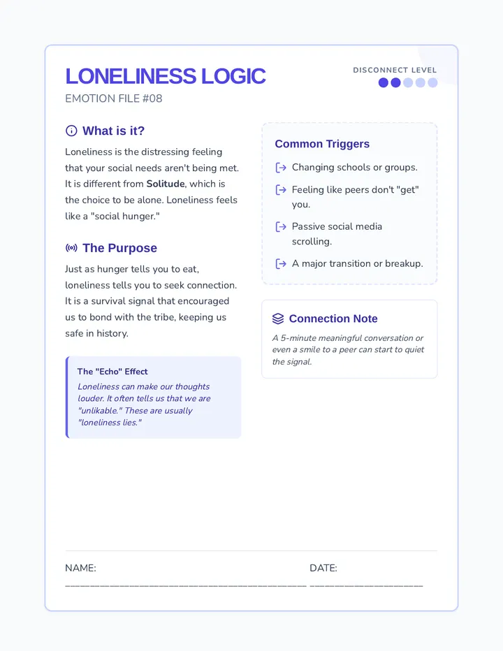Loneliness Logic Worksheet