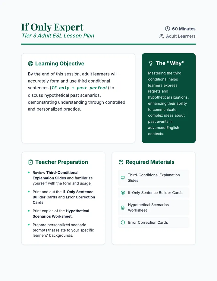 If Only Expert Lesson Plan