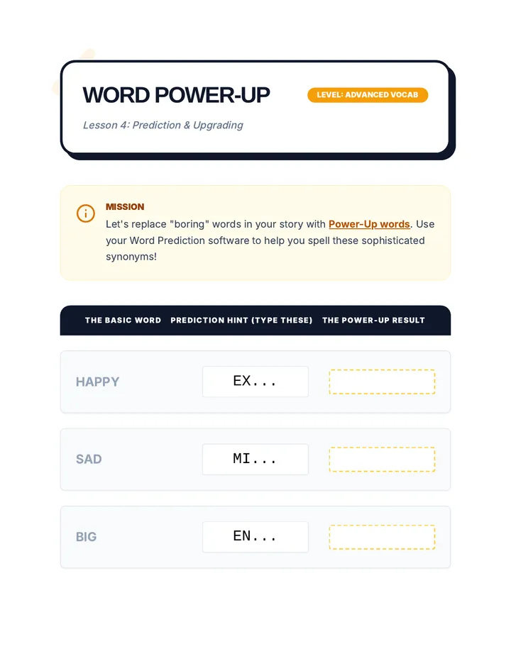 Word Power-Up Worksheet