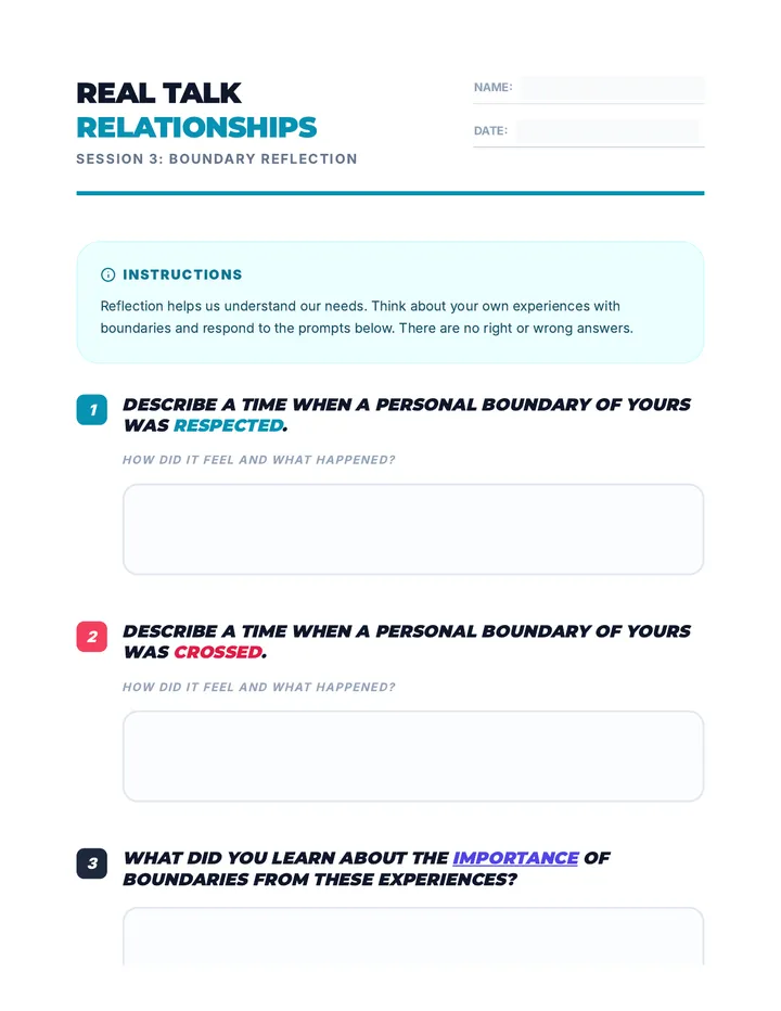 Boundary Reflection Worksheet