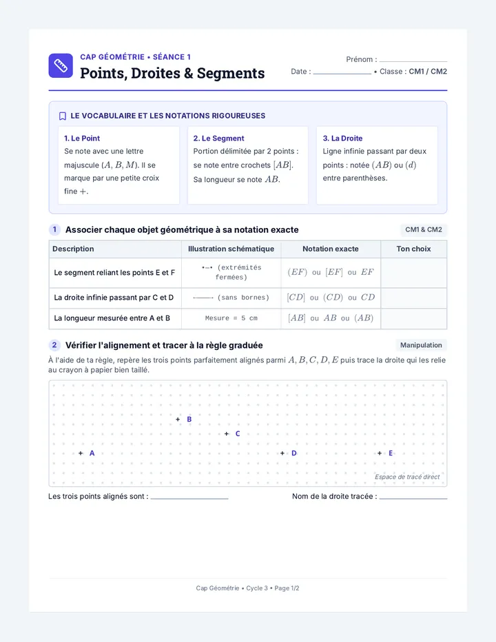 Points et Segments Fiche