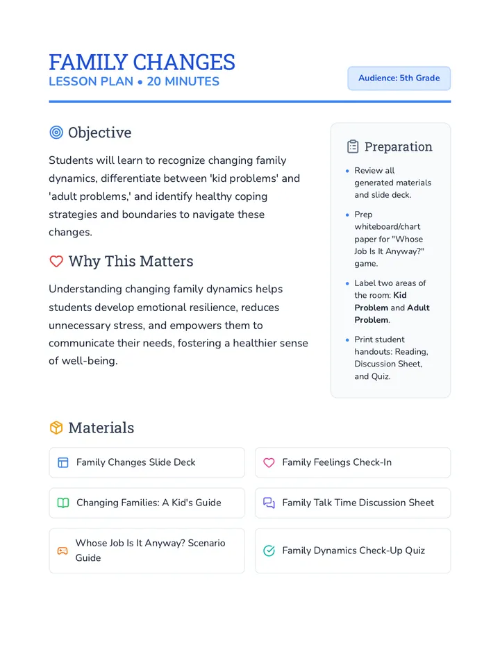 Family Changes Lesson Plan