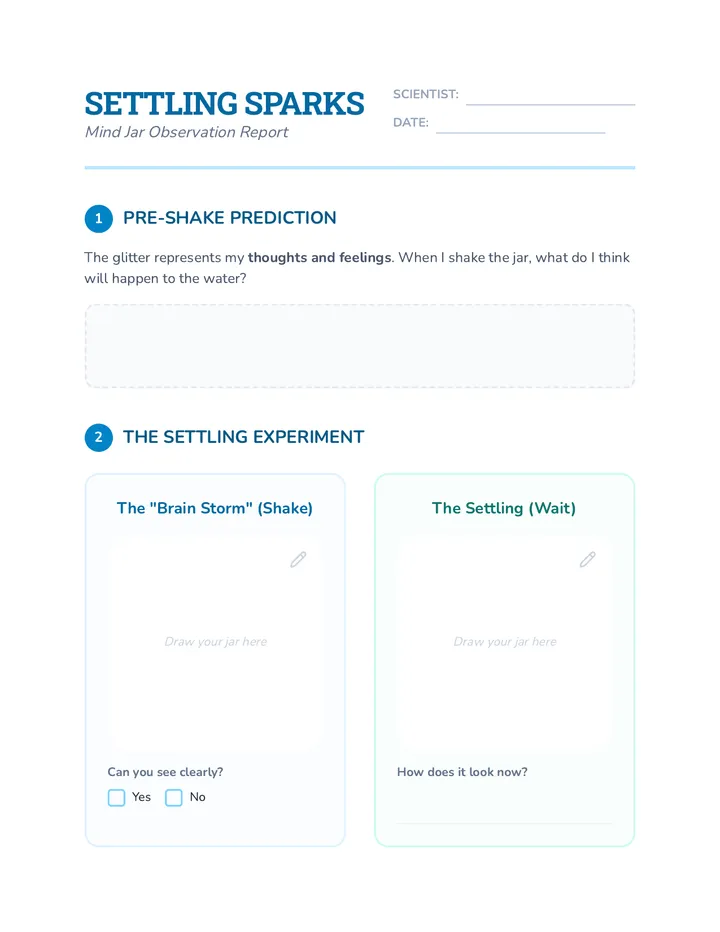 Settling Sparks Worksheet