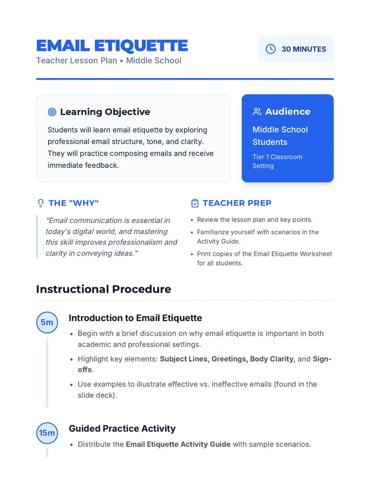 Email Etiquette Lesson Plan