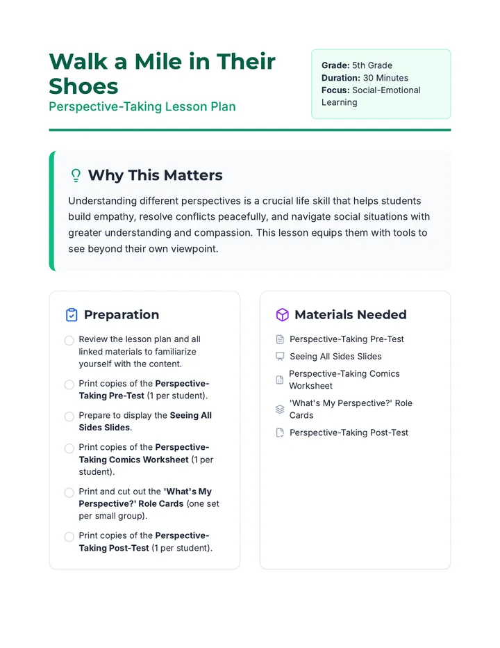 Walk a Mile Lesson Plan