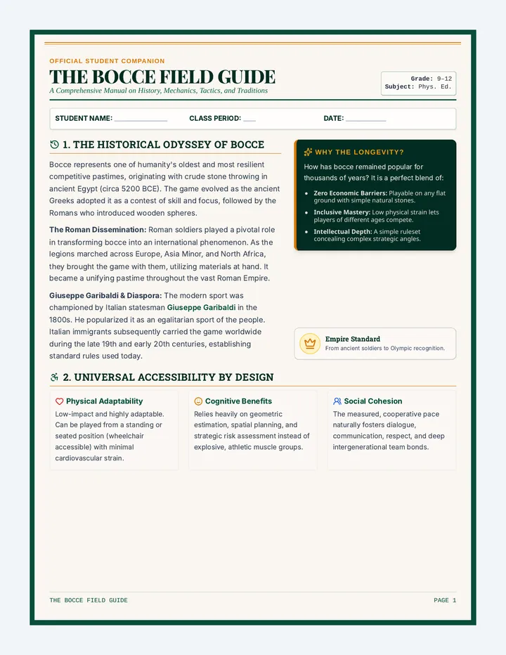 Bocce Study Packet