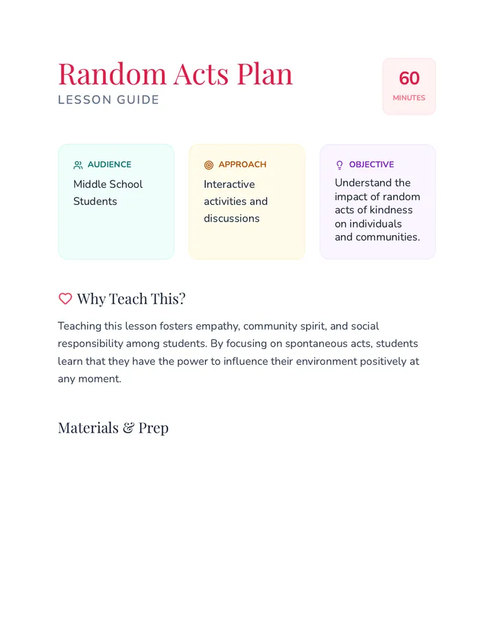 Random Acts Plan Guide